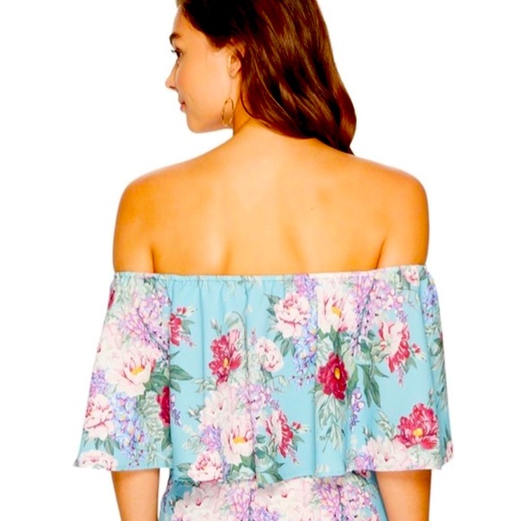 Show Me Your Mumu Heidi ruffle crop top in green with red and pink florals XS - Picture 2 of 13